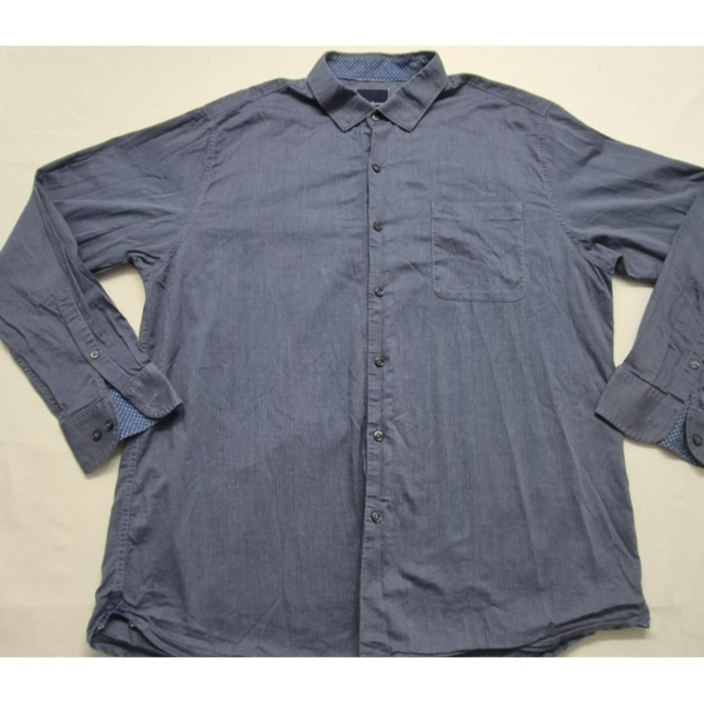 Tommy Bahama men's blue button up long sleeve pocket‎ shirt Pima Cottom sz. XL
